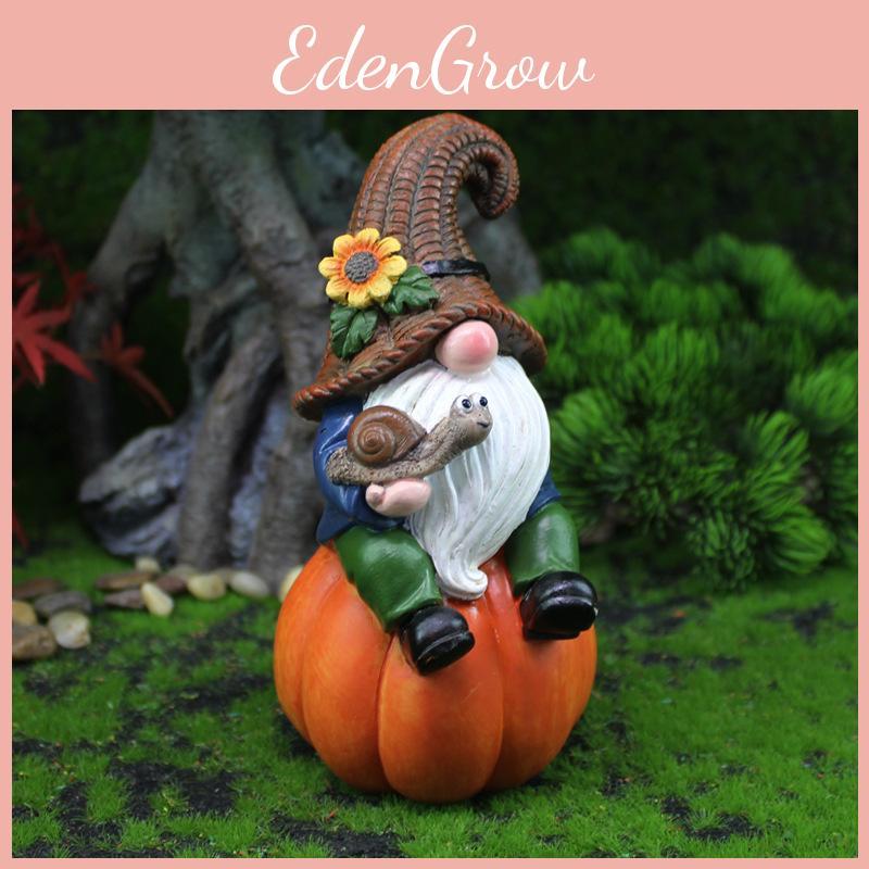 Dwarf Resin Statue For Miniature Garden Scene With Pumpkin Harvest Figurine For Festival Decor