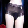 Sexy Men Lace Oil Glossy Shiny U Convex Pouch G-String Cock Ring Sheath Sissy Briefs Breathable Thong Thin Underwear T-Back