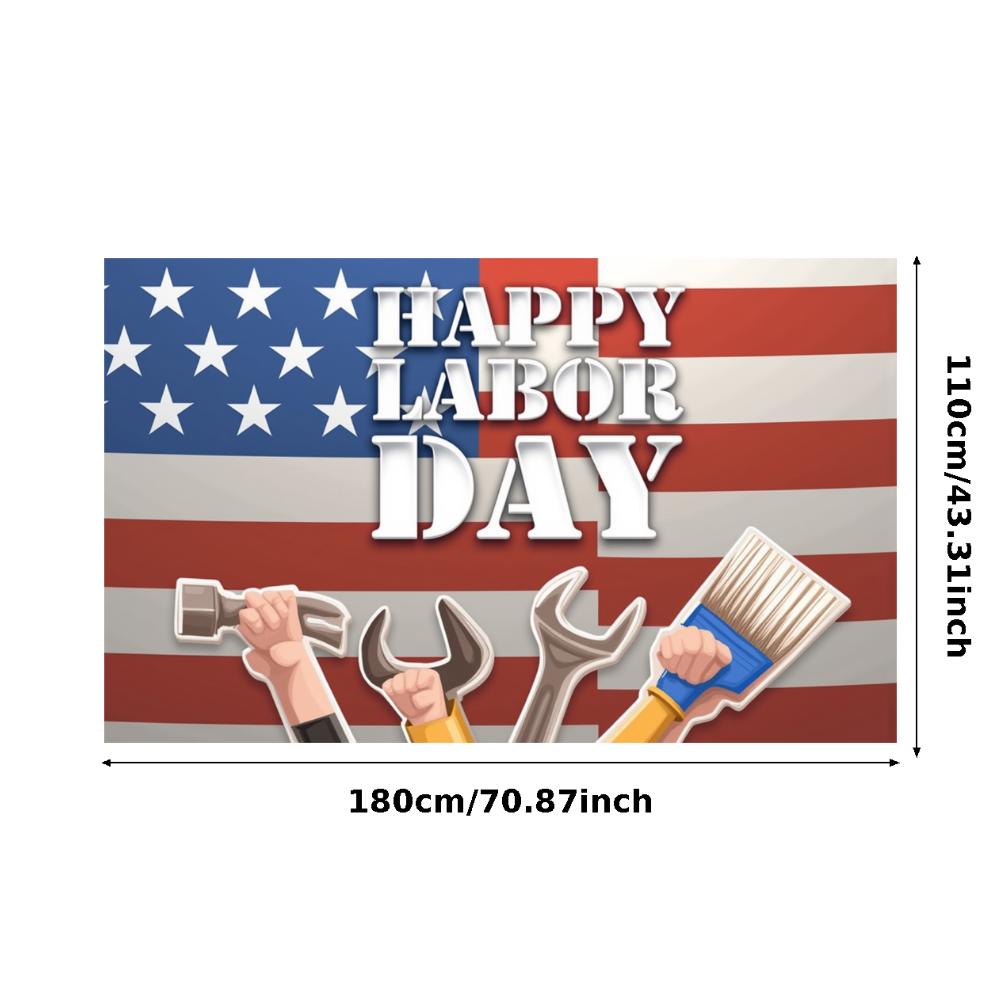 Outdoor Celebration Wrench Design Labor Day Banner Weather Resistant Patriotic Banner for Outdoor Party Community Event