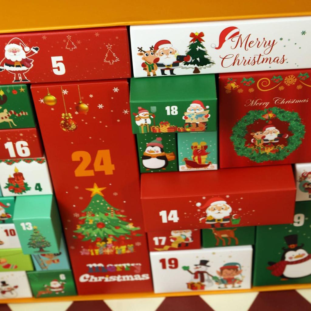 Blank Cardboard Advent Calendar Boxes - 24 Days Foldable DIY Christmas Countdown Calendar for Kids to Fill with Candy, Toys