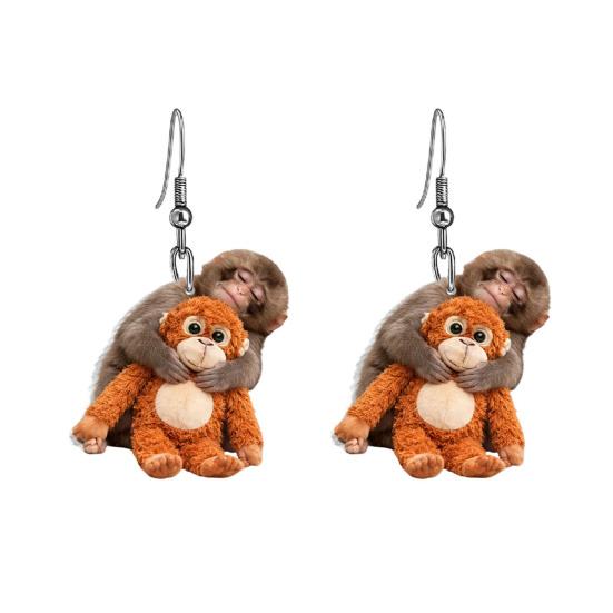 

1 Pair Acrylic Monkey Dangle Earrings 2D Flat Monkey Hook Earrings Hypoallergenic Women Animal Drop Earrings Fashion Jewelry Fans Gift G
