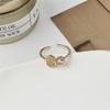 Light Luxury Diamond-Set Letter Love Fan-Shaped Geometric Ring Women'S Exquisite Versatile Temperament Girl Ring Ring
