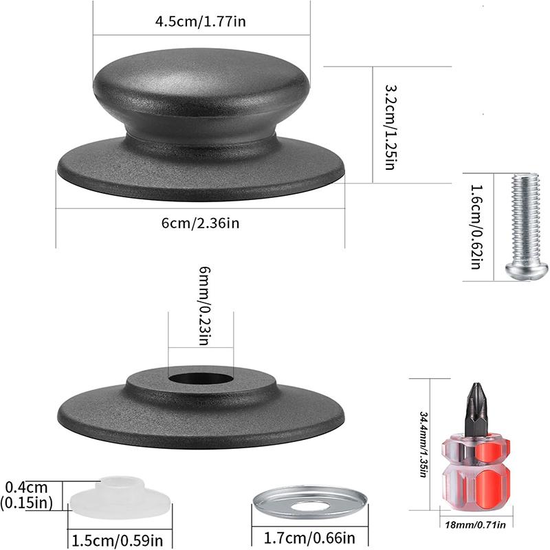 2/4Pcs Pot Lid Knob with Screwdriver Universal Replacement Pan Lid Cover Knob Kitchen Bakelite Cookware Knob Handle Pot Lid Knob