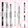 3PCS Double Ended Builder Gel Brushes, Hard Gel Nail Brush with Rhinestone Handle French Tip Liner Art Brushes French Manicure Brush for Professional