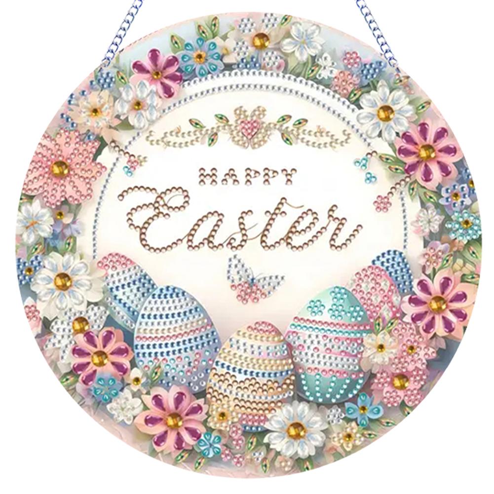 Easter Bunny Diamond Art Hanging Pendant Diamond Painting Home Decor 5D DIY Diamond Painting Dots Pendant for Window Decor