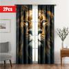 3D 2ks Lví závěsy Africká divoká zvířata Okenní závěsy Savana Král džungle Strom Okenní závěsy Do ložnice Obývacího pokoje