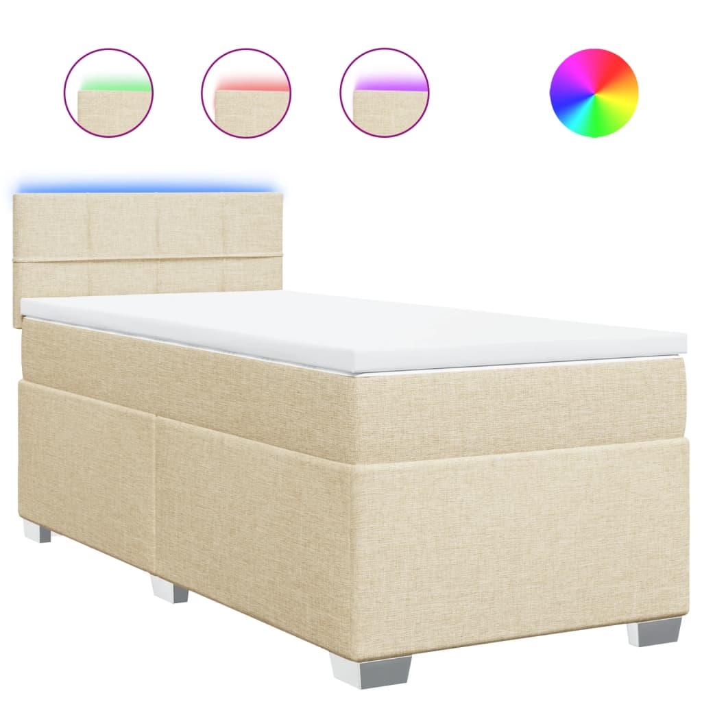 Vidaxl Continental Bed with Mattress, Cream, Fabric, 90X200 Cm