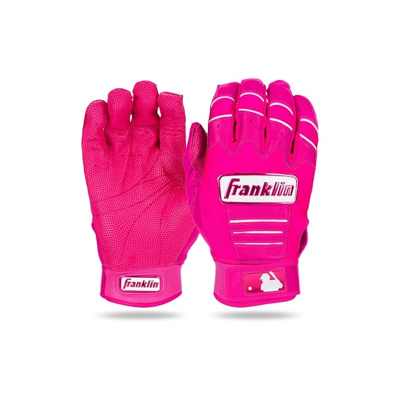 Franklin Sports MLB Batting Gloves - CFX Pro Adult Youth Batting Gloves Pair - Baseball + Softball Compatible Premium Pro Quality Leather Pink