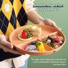23cm Sub-grid Plate Fat-reducing Sub-plate Children's Tableware Three-grid Rice Plate Separated Dessert Breakfast Plate Kitchen