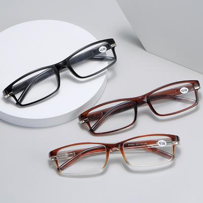 Square Reading Glasses Retro Presbyopia Glasses No Face Clip Spring Leg Resin Presbyopia Glasses Men'S Glasses
