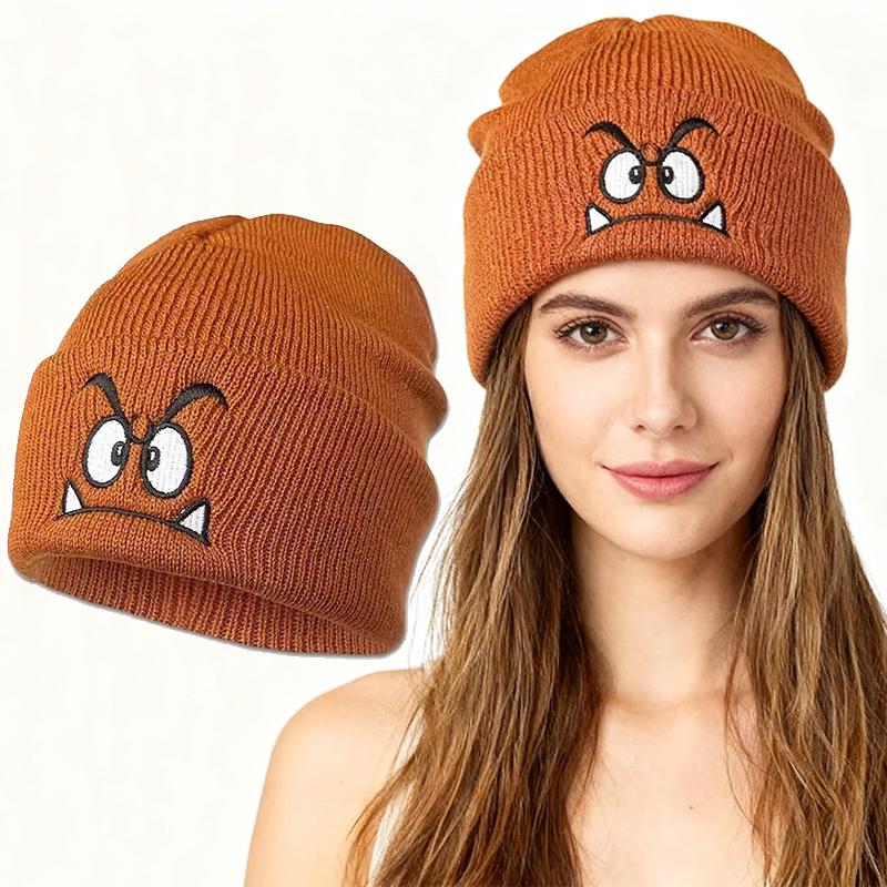 1PC Ladies' Warm Pullover Hat with Emoji Pattern, Warm Hat Without Brim, Suitable for Daily Commuting and Outdoor Sports Use