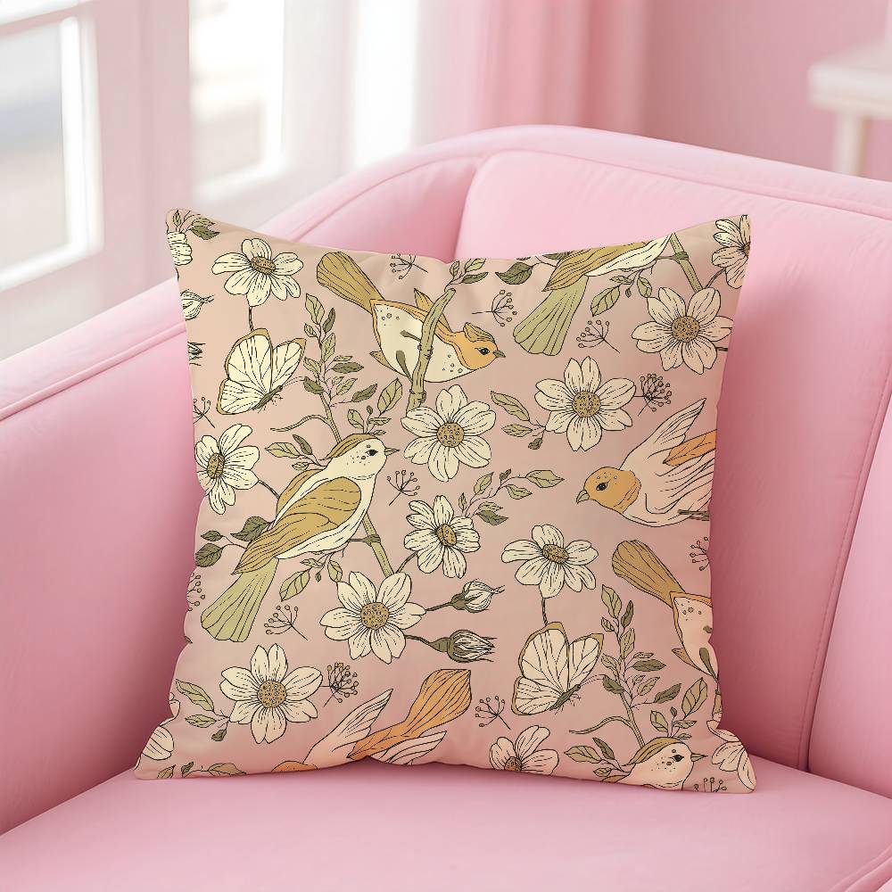 Vögel Schmetterlinge Blumen Kissenbezug Musterdruck Kissenbezug Wohnzimmer Sofa Kissenbezug Schlafzimmer Raumdekor