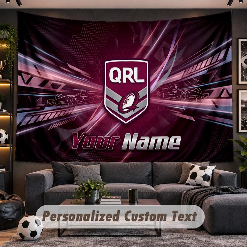 Wall Hanging Tapestry Custom NameQueensland Maroons Pattern Personalized Printed Fabric Wall Decor