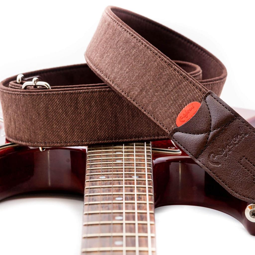 Straps 5cm BROWN RightOn! Guitar/Bass Strap, Wide, 80-145cm, DENIM-50