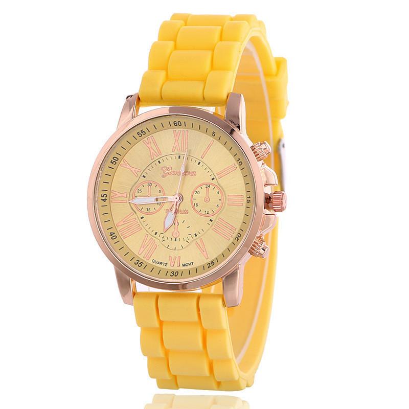 Silicone Case Ladies Quartz Watch With World Time Function For Fashion Students