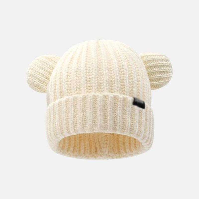 

New winter cute hairball knitted hat children s outdoor plush edge age-reducing ear protector wool hat versatile thermal hat One Size