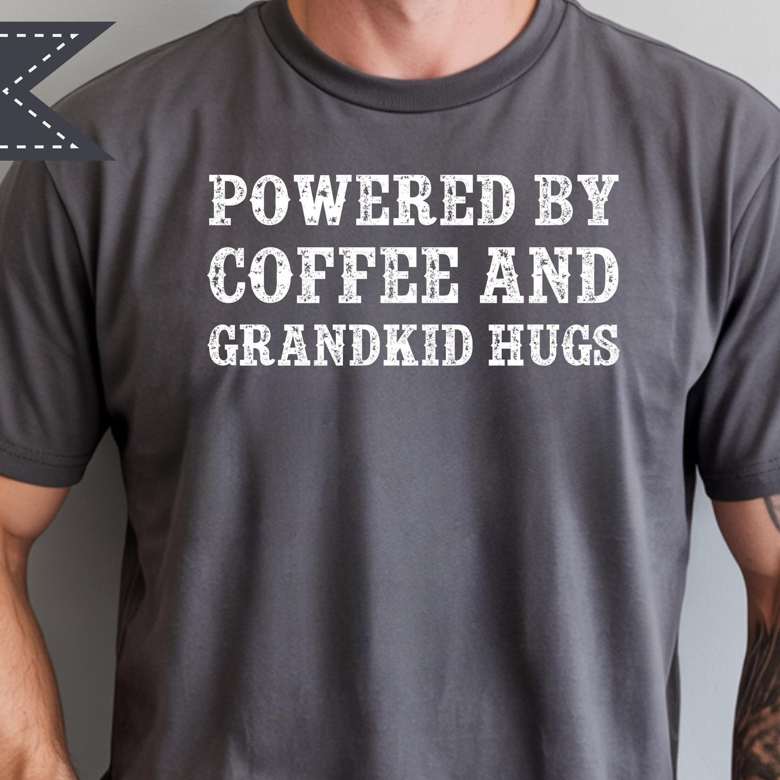 Grandparent Shirt, Powered by Coffee and Grandkid Hugs, Comfort Colors® Grandparent Graphic Tee S