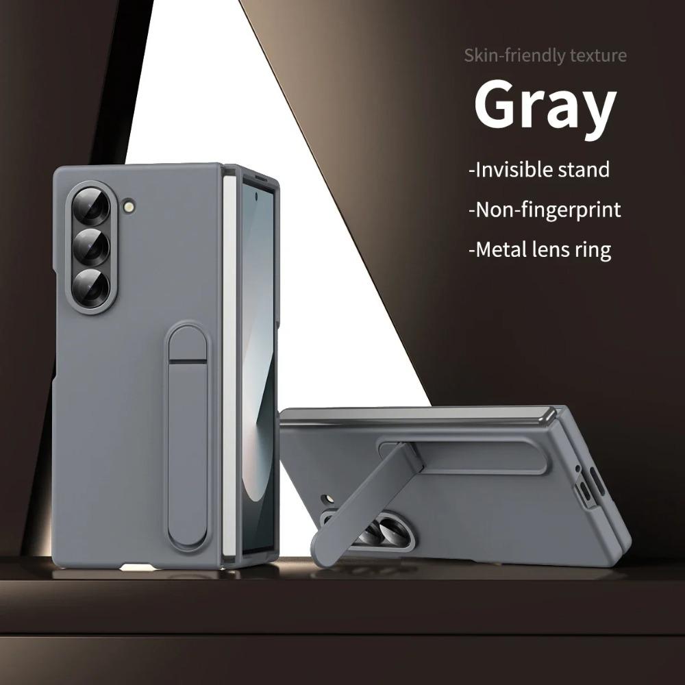 Alloy Metal Lens Protect Phone Case for Samsung Galaxy Z Fold 7 6 5 4 3 Ultra-thin Skin Feel Kickstand Shockproof Cover