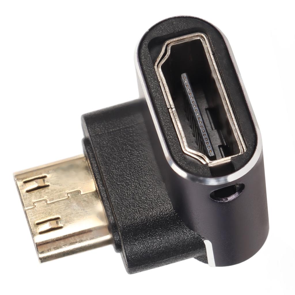 270 Degree Mini HD to HD Adapter with LED Light Support 8K UHD2.1 Plug and Play Mini HD Male to HD Female Converter for