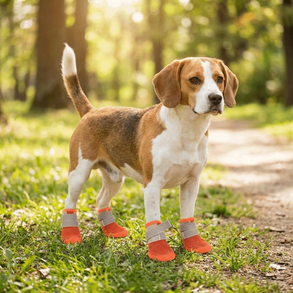 Adjustable Anti Slip Dog Shoes Breathable Dog Foot Covers Dog Mesh Shoes for 4PCS/SET Spring Summer