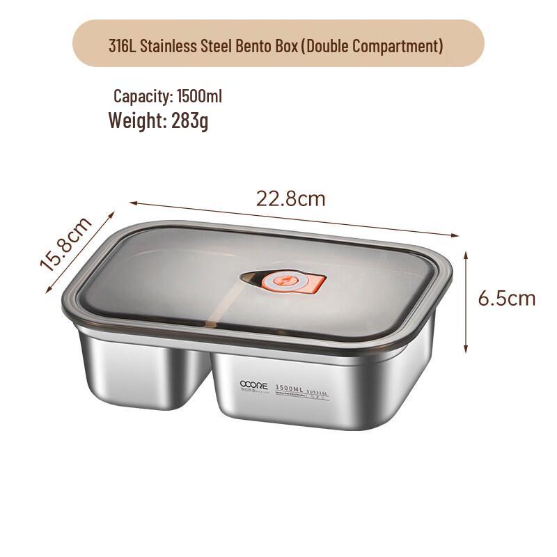 ZISIZ 316L Edelstahl Mikrowellengeeignete unterteilte Brotdose