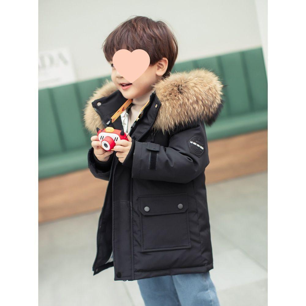 Boys' Mid-Length Winter Cotton Coat: 2025 New Thickened Jacket for Little Boys