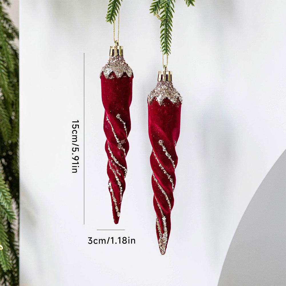 Red Velvet Flocked Christmas Tree Pendant Snowflake Bell Wreath Stocking Bow Elk Christmas Decoration Ornaments Home Decor