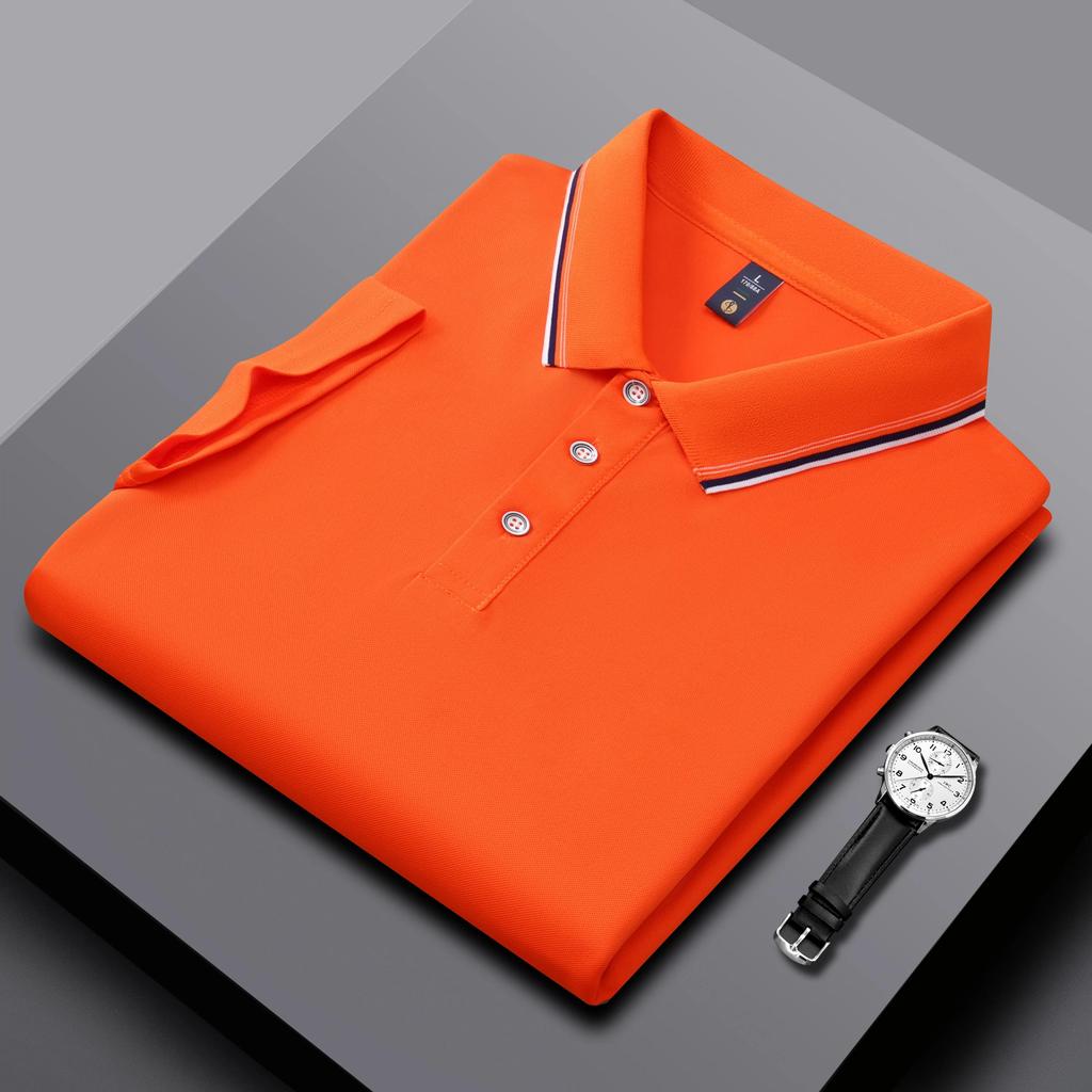 Polo da Uomo e da Donna Estate Nuove T-shirt a Collo Rigato Splicing Colore di Alta Qualità Business Tinta Unita Maniche Corte