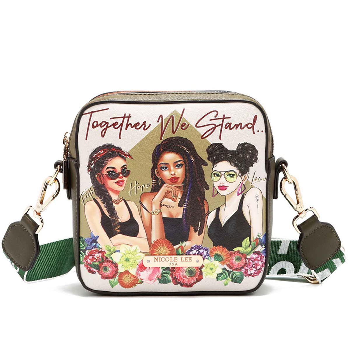

NICOLE LEE PRT16290 Square Shoulder Bag Mini Shoulder Big Logo Jacquard Logo Small Vegan Leather Vegan Nicole Lee Antique Mini Bag SDGs Divider
