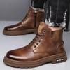 22 New Winter Velvet Warm Cotton Shoes British Style Leather Surface Casual High-top Martin Boots Snow Boots