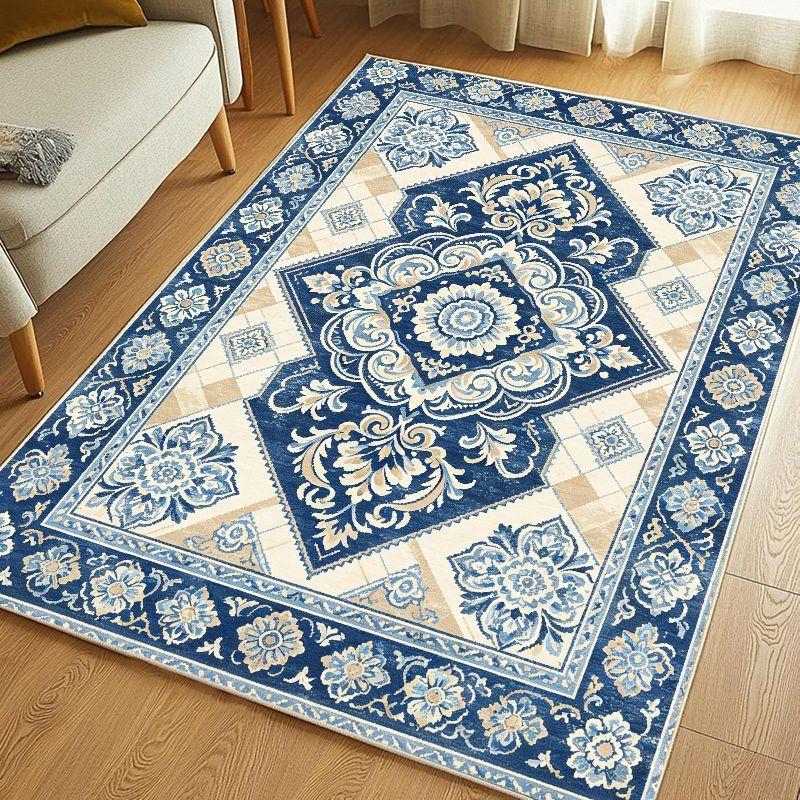 Moroccan Tribe Diamond Geometric Area Rug Non Slip Stain Resistant Floor Carpet for Living Room Bedroom Study Retro Home Decor