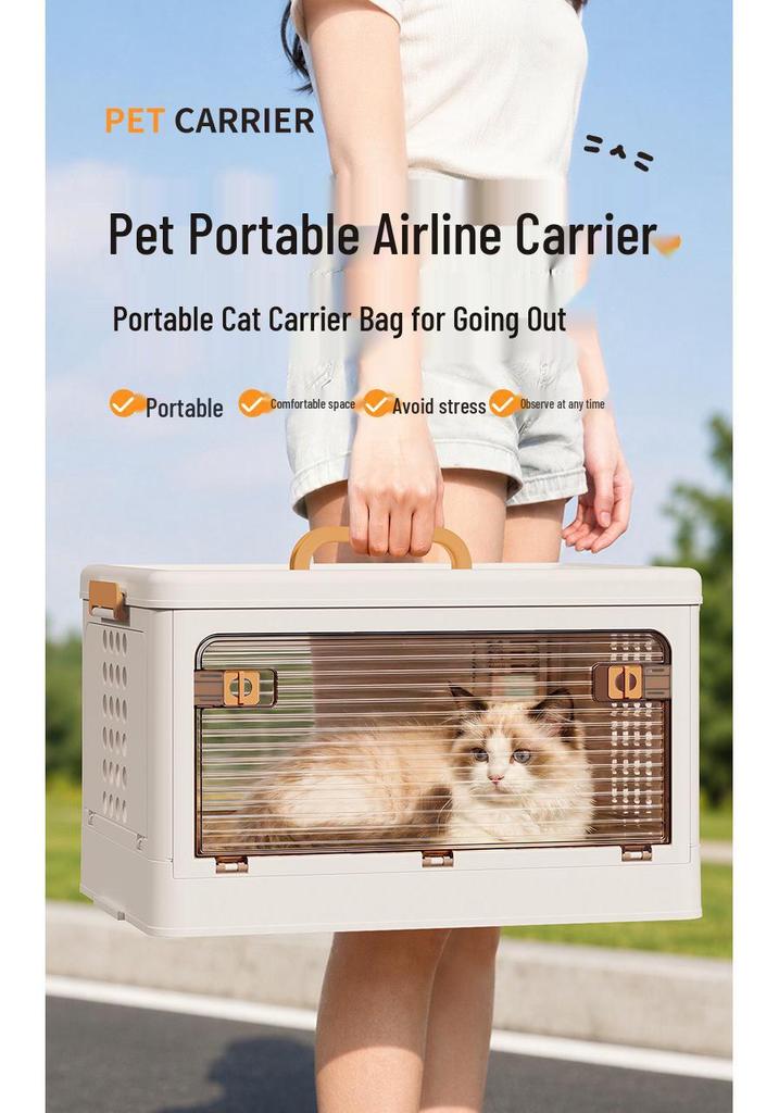 Portable Eco-friendly Pet Carrier: Breathable, Collapsible Handheld Bag for Cats & Small Dogs with Multiple Doors