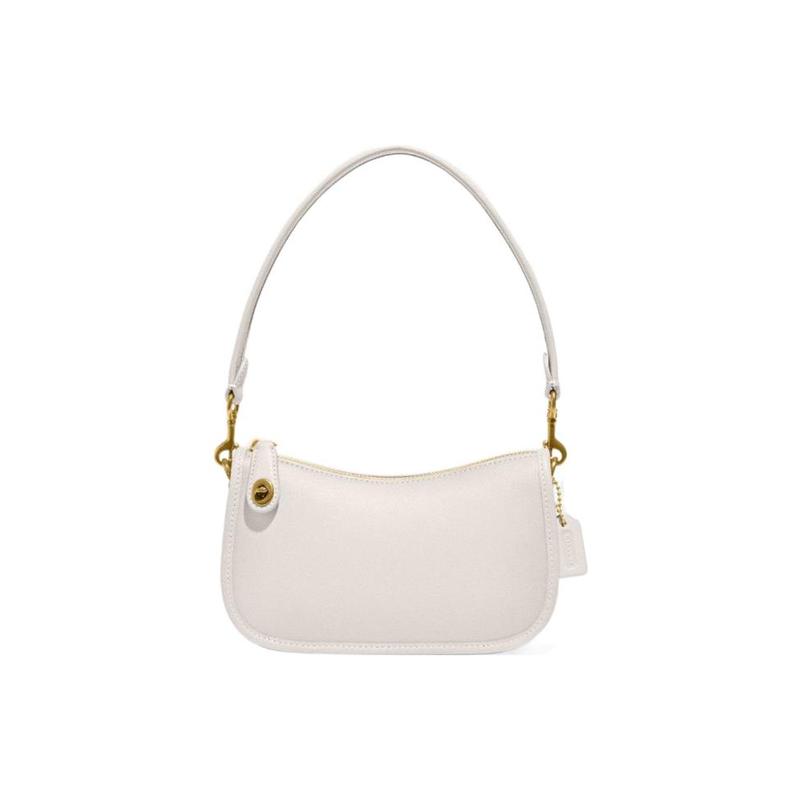 

COACH Swinger 20 solid color zipper closure cowhide mahjong bag armpit bag handbag women s pink and white білий