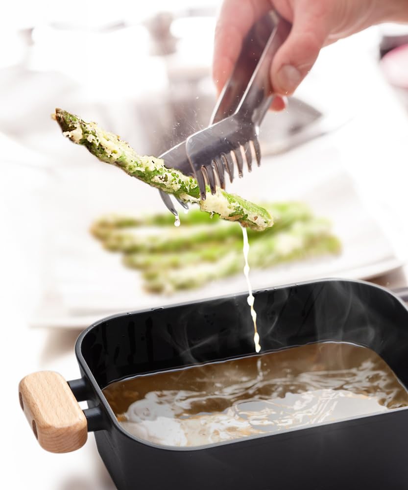 Ishigaki Delish Life Cast Iron Compact Tempura IH 4568 Pot, Square, Compatible,