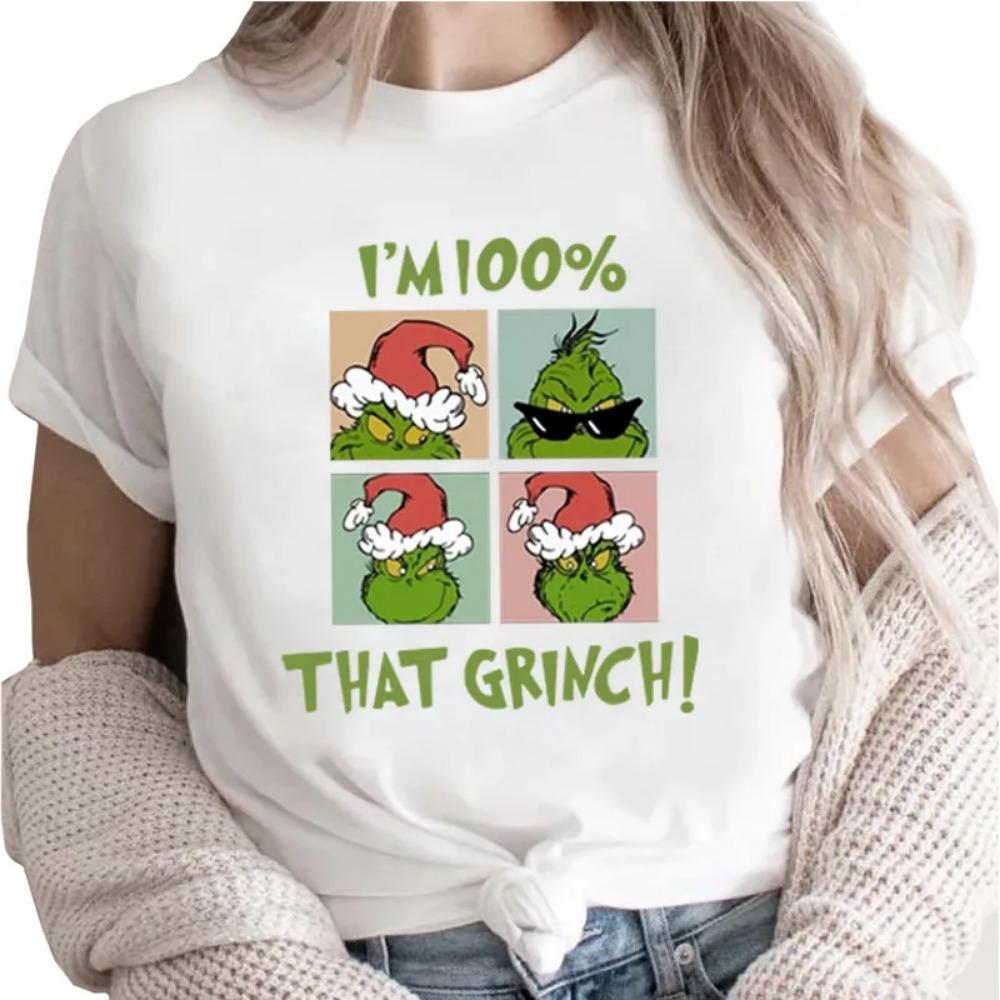 Fashion Men Women's T-shirt Christmas Green Monster Print O-Neck Pullover Casual Sweatshirt Kids Tees Top Clothing