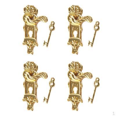 4 Sets Dollhouse Miniature Alloy Door Locks with Keys /12 Accessories