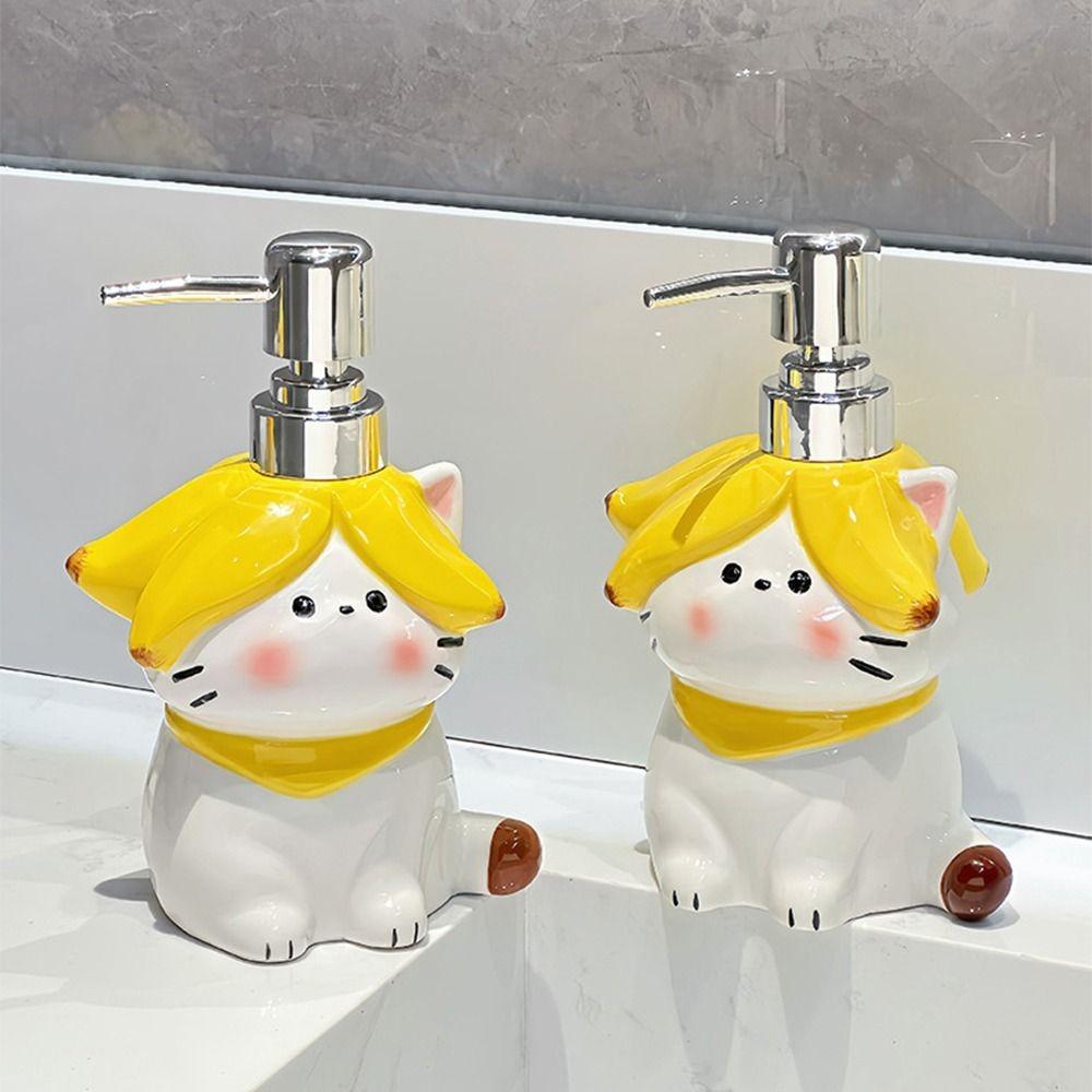 370ml Ceramic Soap Dispenser Banana Cat Shape Hand Sanitizer Bottle  Laundry Room