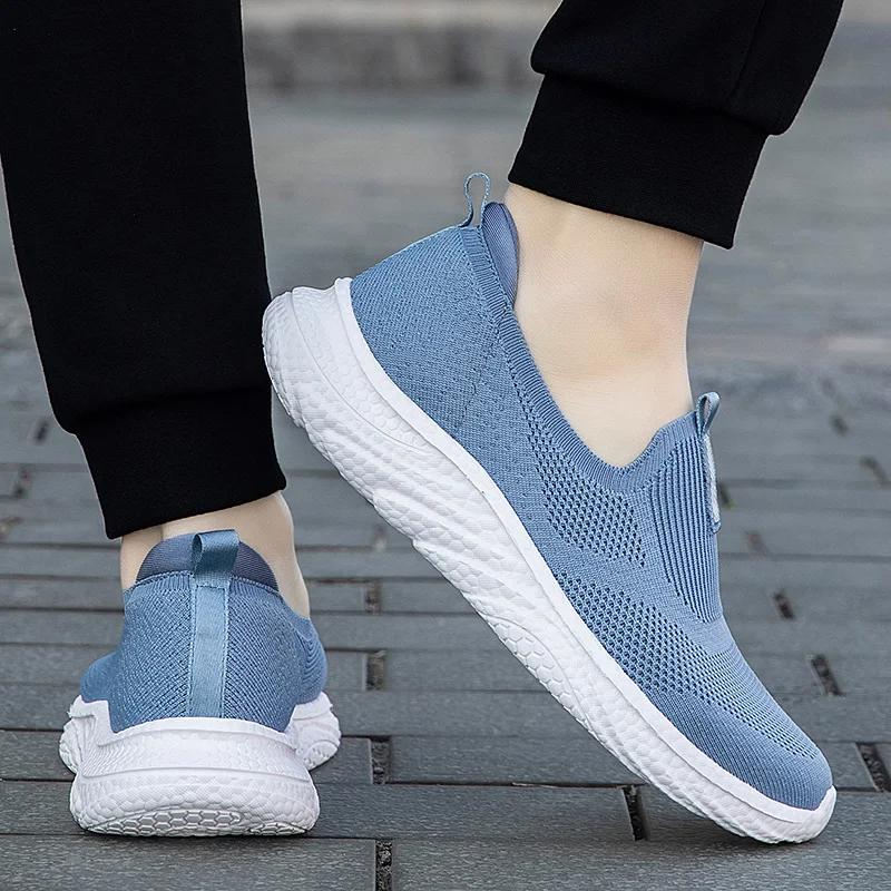BKQU  Men Slip On Sneaker Casual Loafers Shoes Walking Trainers Women Socks Breathable Lightweight Flats Fitness Driving