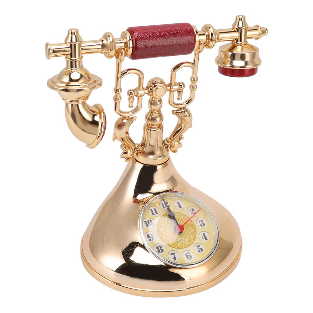 Vintage Telephone Alarm Clock Unique Elegant Accurate Time Bedside Clock Decoration for Home Cafe Office