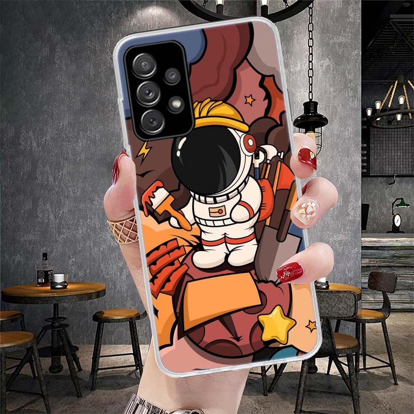 Cartoon Planet Astronaut Star Rocket Soft Phone Case For Samsung Galaxy A12 A22 A32 A52 A72 A02S A51 A50S A71 A70 A31 A20S Note
