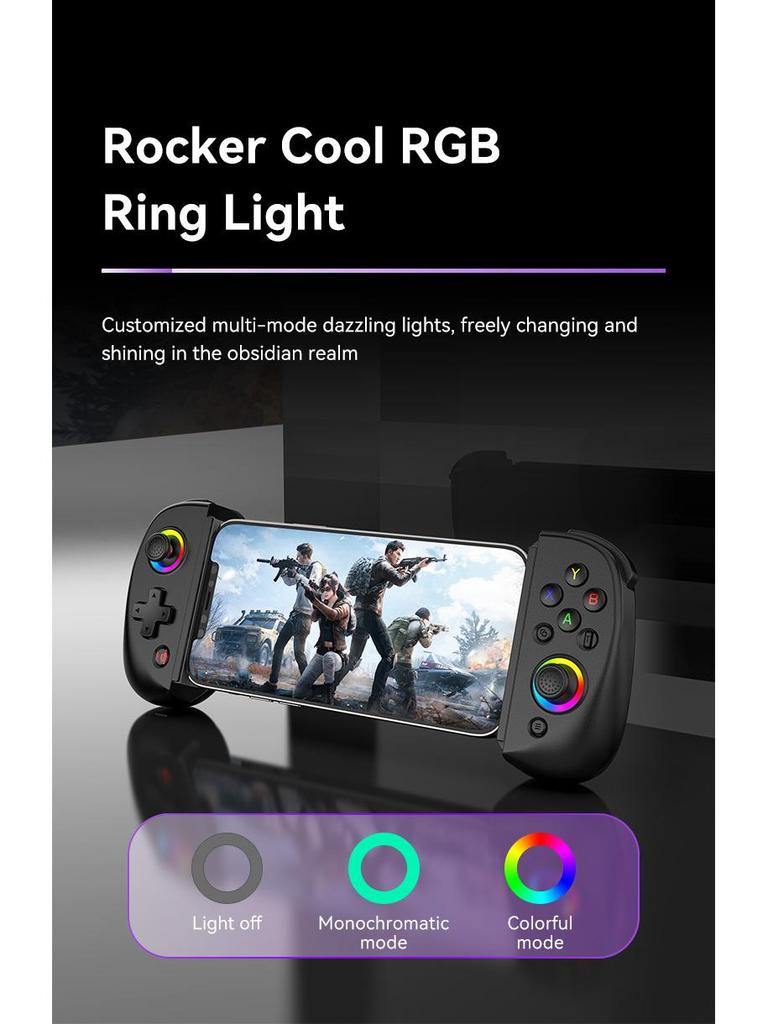 D8 Telescopic Bluetooth Gaming Handle with RGB Glow & Vibration
