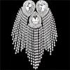 Beaded Diamond Waterdrop Design Patches Crystal Fringe Tassel Rhinestones Shoulder Badges Brooches Women Dress Applique