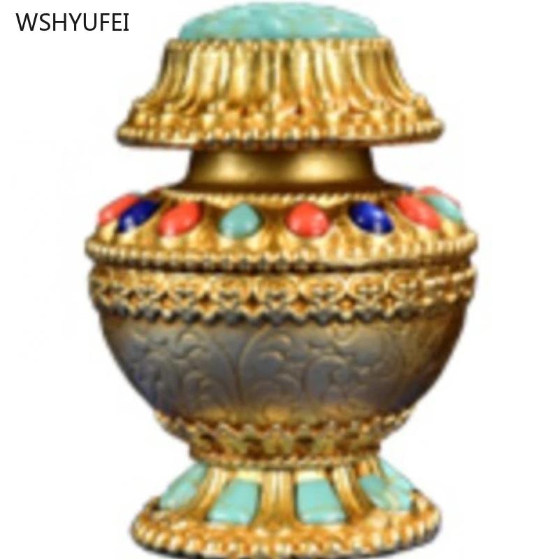 Pure Brass Mani Tibetan Gift Ornaments Feng Shui Accessories Living Room Desktop Home Decor Sacrifice Pray for Auspiciousness