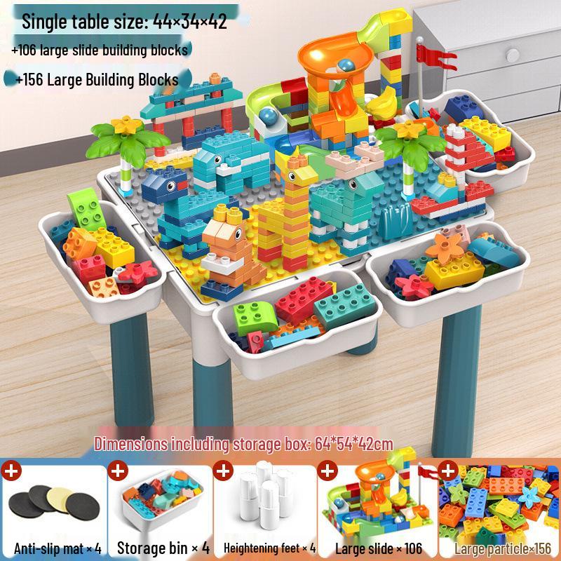 Large Particle Multifunctional Building Blocks Table for Early Education Games