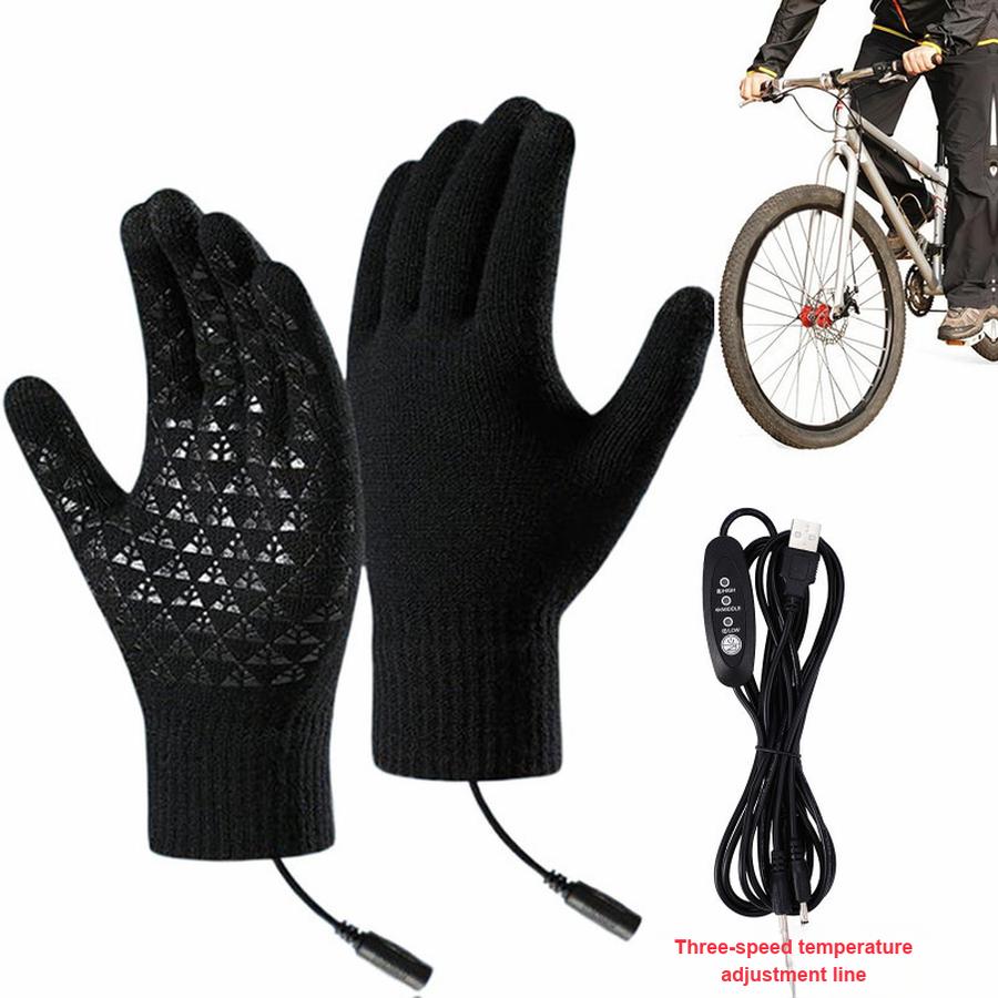 USB Heated Gloves Winter Warm Control Touch Screen Office Outdoor Skiing Riding Anti-Slip Gloves