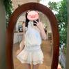 French Spice Girl Temperament Neck Polka Dot Dress Women's Summer Streamer Design Waist Sleeveless Short Skirt
