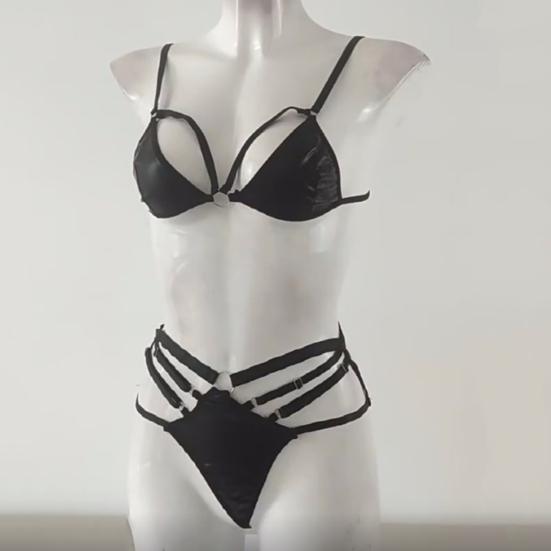 2 ks/sada podprsenka sada kalhotek dutá umělá kůže jednobarevná bezdrátová nevycpaná elastická víceramenná měkká dámská sada kalhotek podprsenka svatební noc