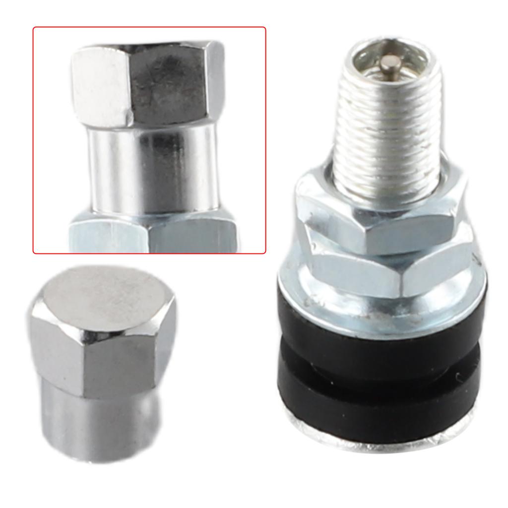 2pcs Car Tire Valve Short Stems Car Tubeless Vacuum Tire Valve Stems Dust Silver Auto Replacement Part Valve Stems 1