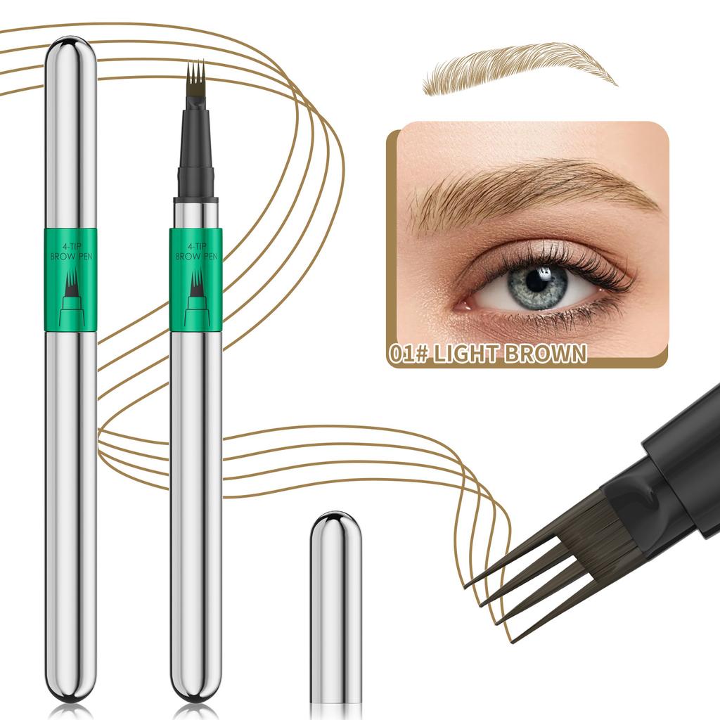 4-Tip Liquid Eyebrow Pencil Smooth Color Waterproof Sweatproof Microblading Brow Pen