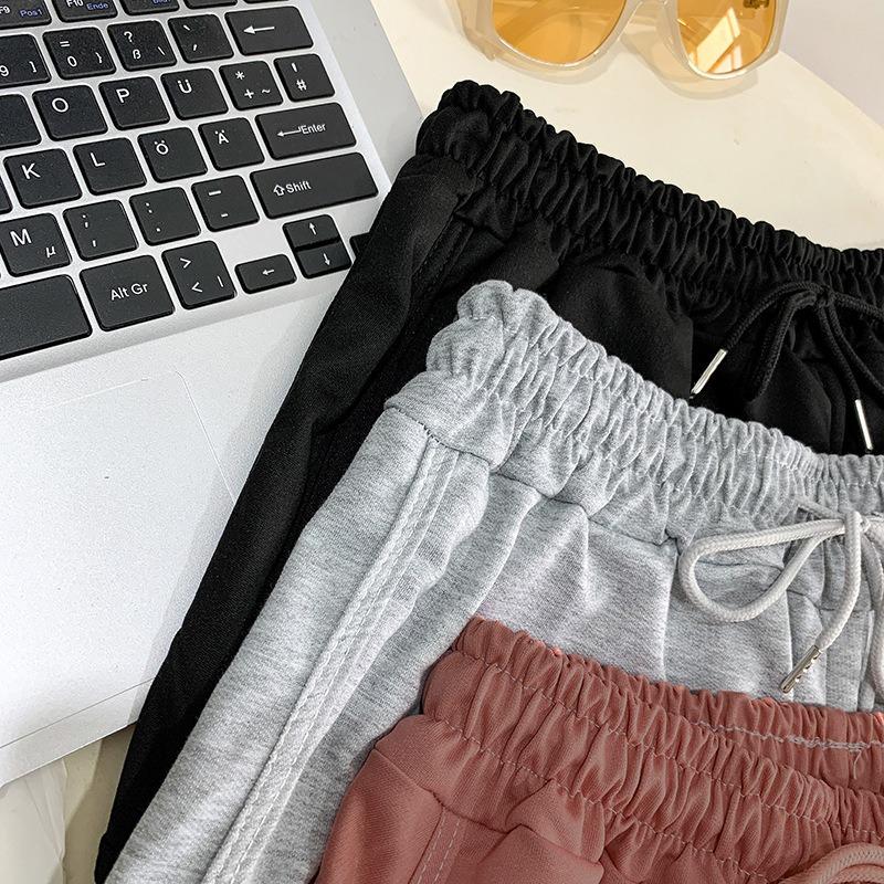 Shorts Women's Summer Korean Version Loose Tight Waist Lace-up Solid Color High Waist Sports Slimming Hot Pants